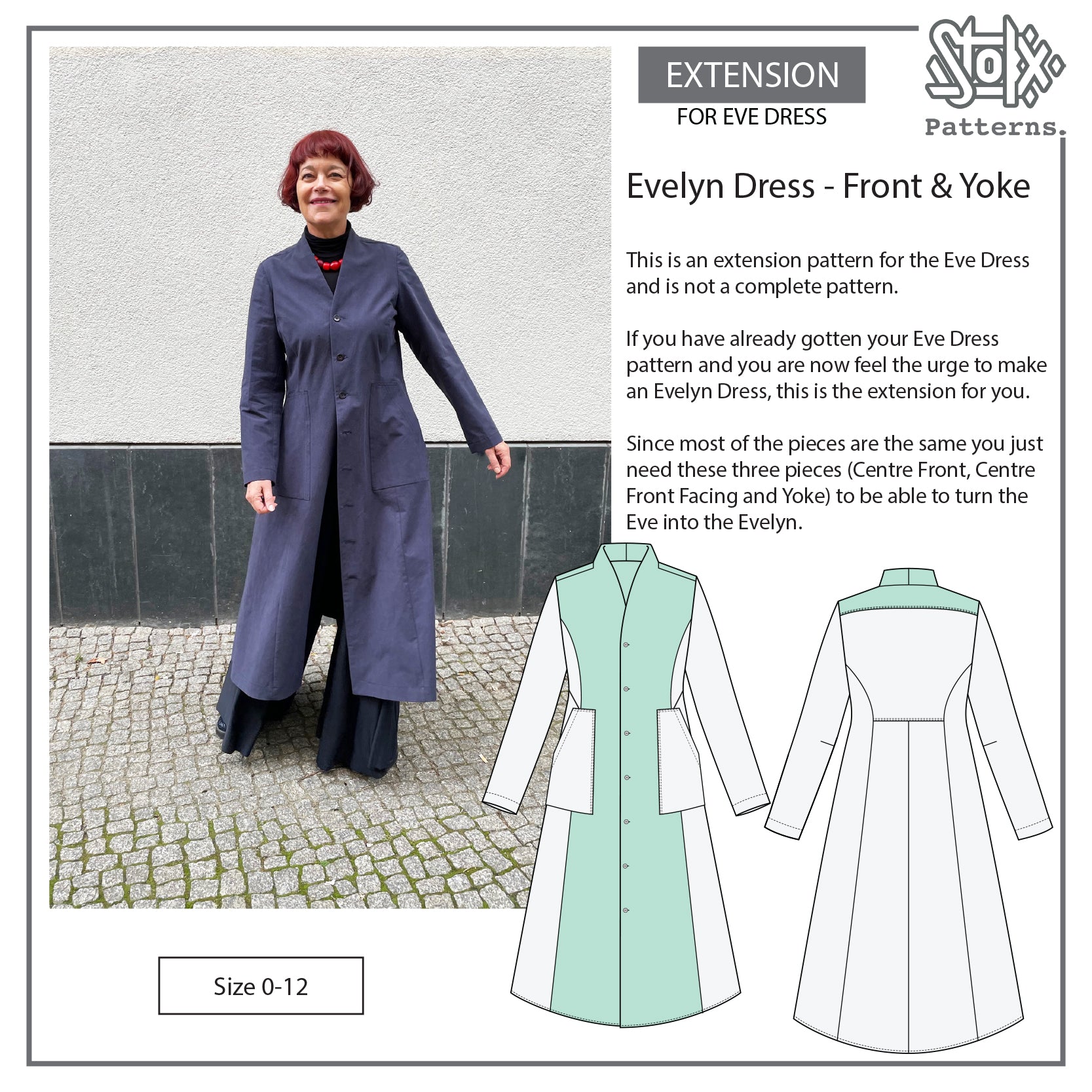 Eve Dress Extension - Turn Eve into Evelyn – Stokx Patterns