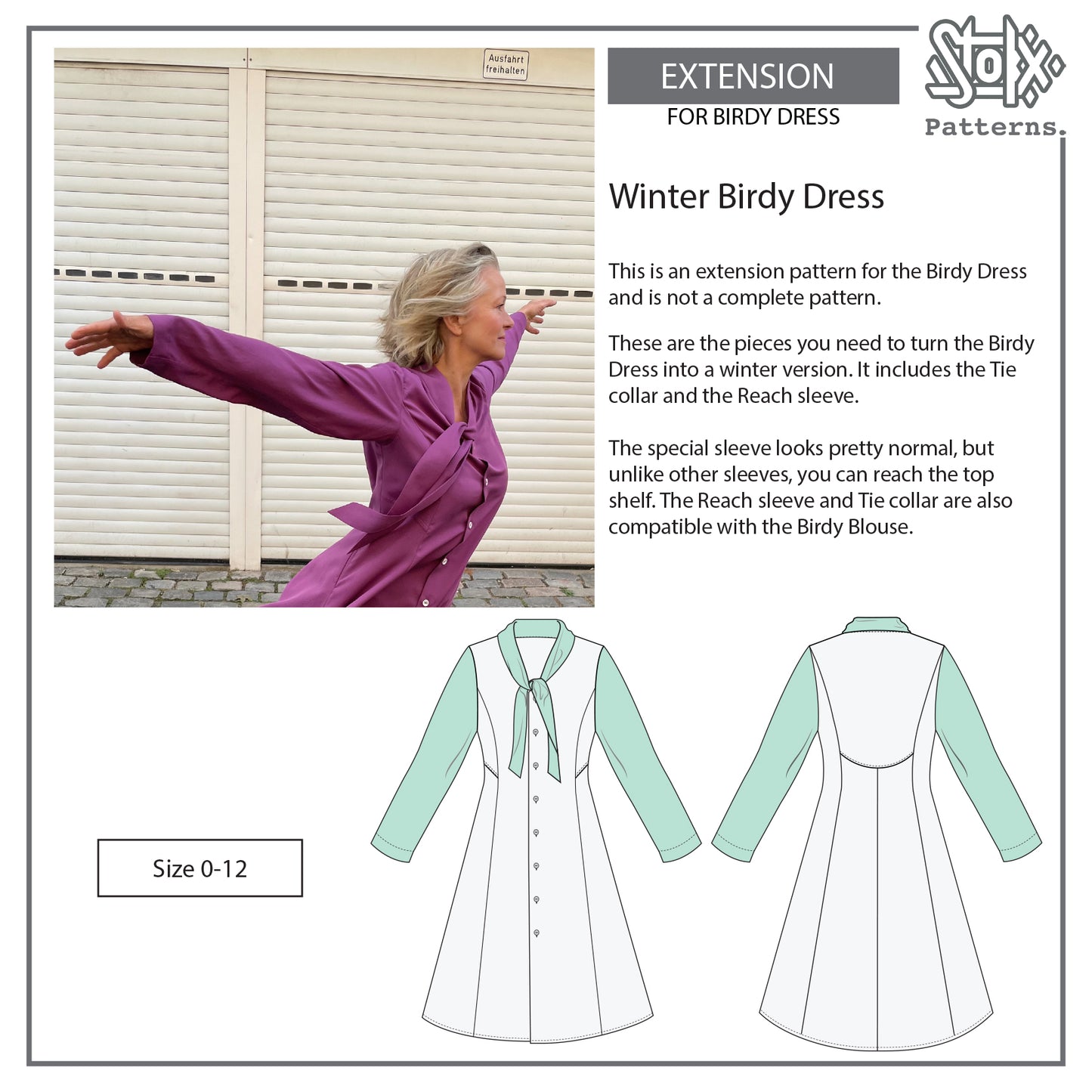 Birdy Dress Extension - Reach Sleeve and Tie Collar