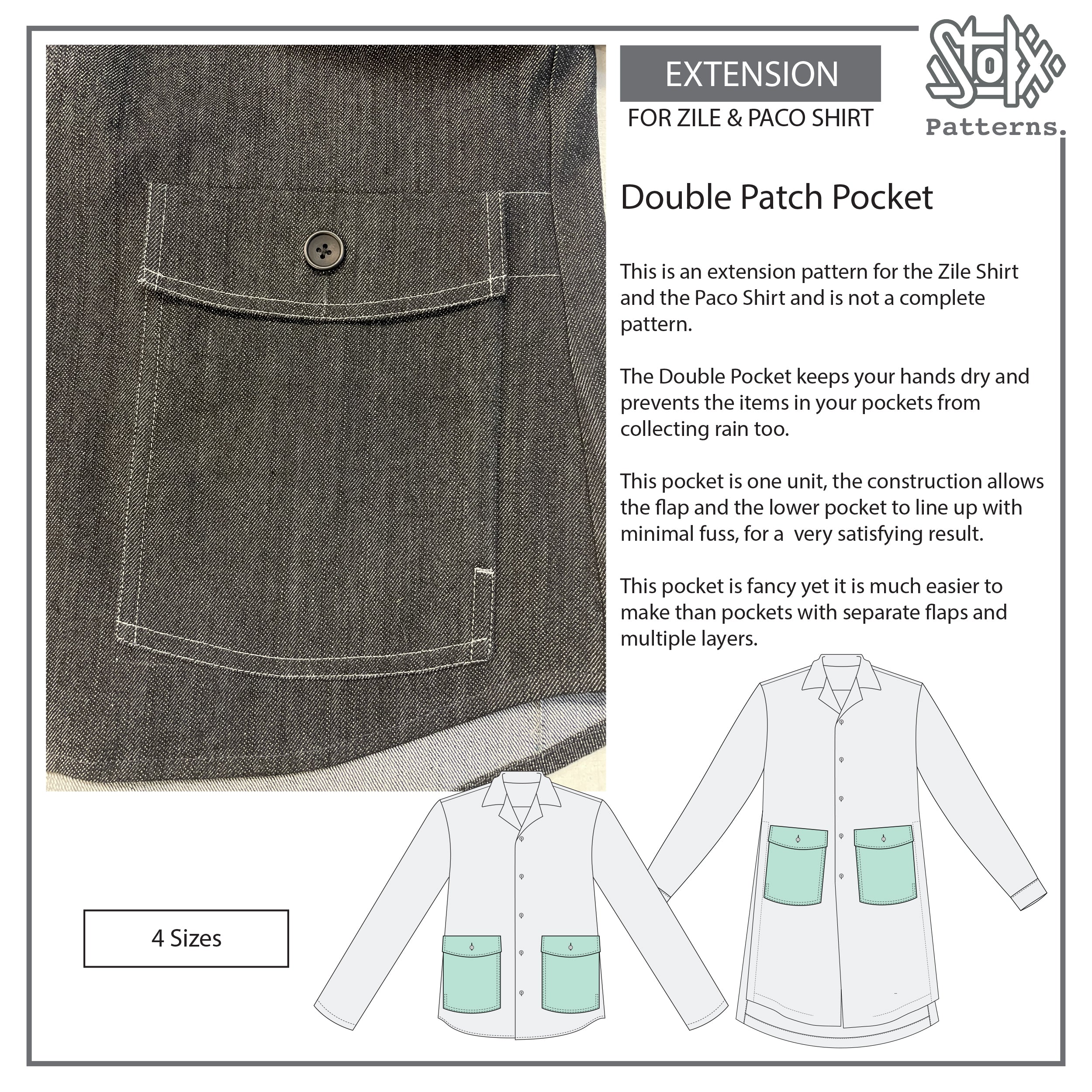 Zile + Paco Shirt Extension - Double Patch Pocket – Stokx Patterns