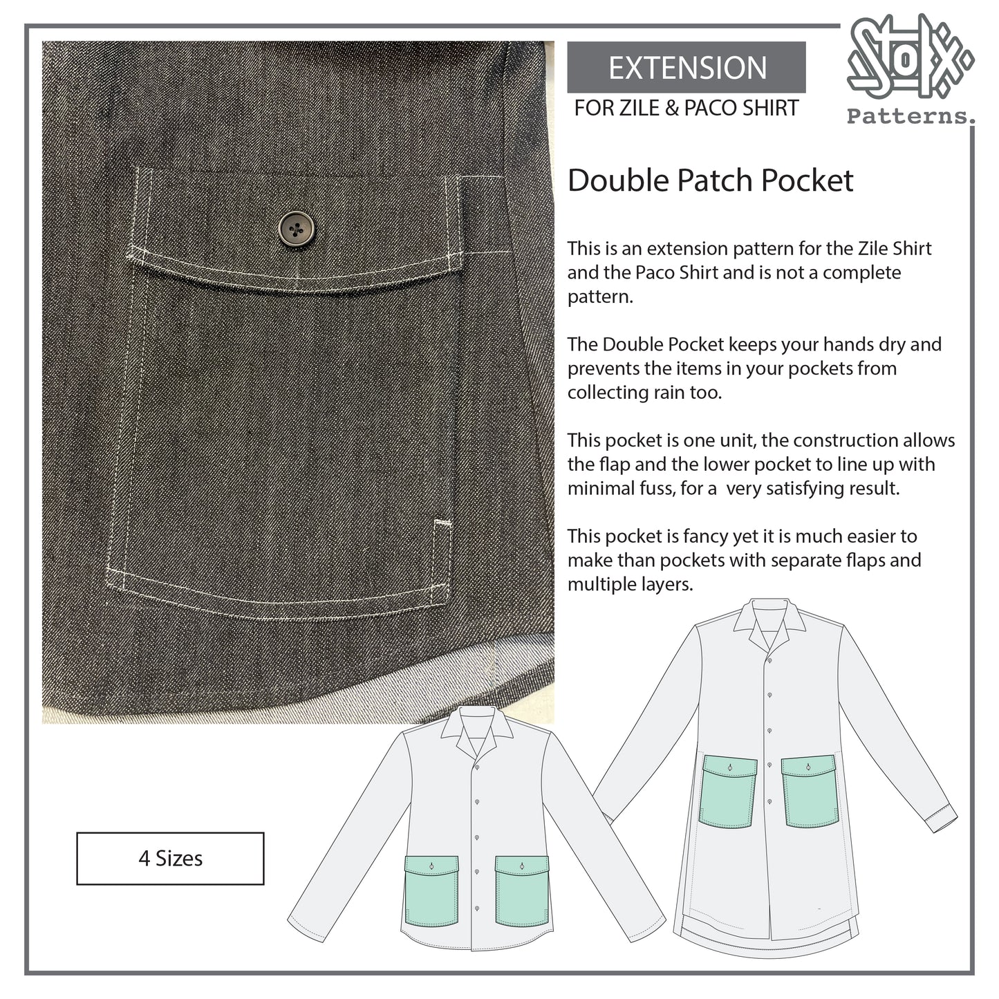 Zile + Paco Shirt Extension - Double Patch Pocket