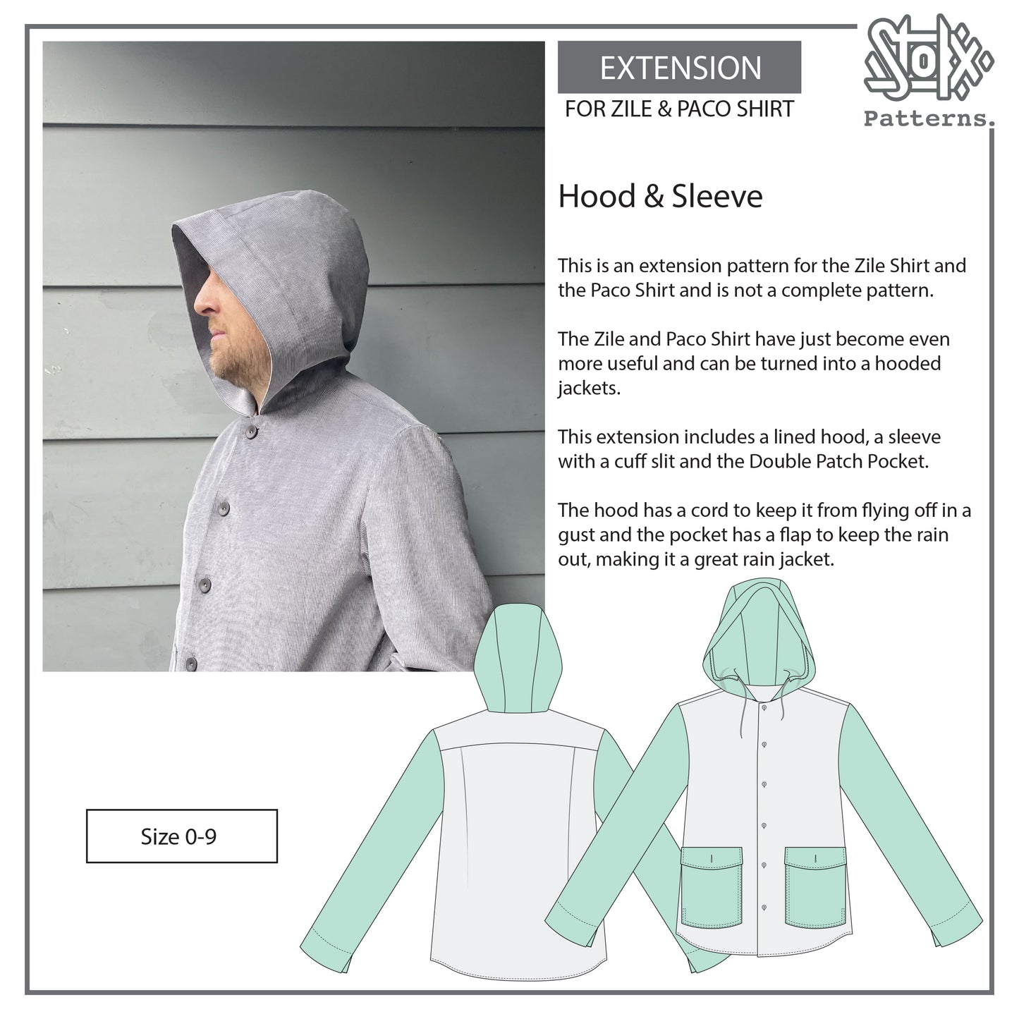 Zile Shirt Extension - Hood, Sleeve and  Double Patch Pocket