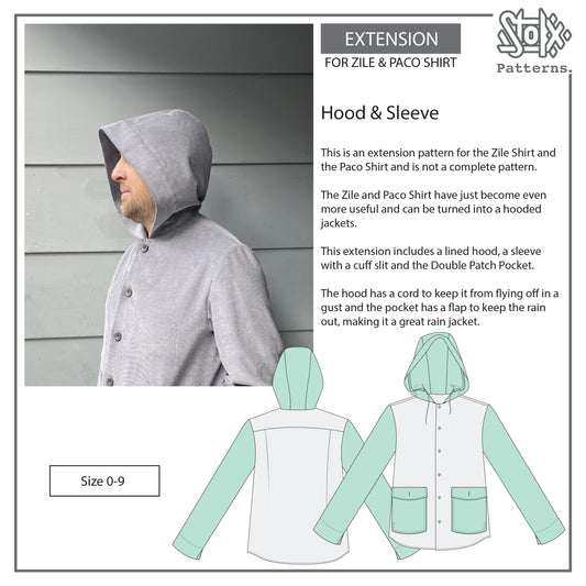 Zile Shirt Extension - Hood, Sleeve and  Double Patch Pocket