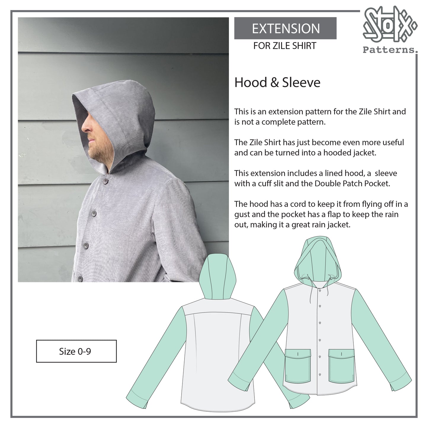 Zile Shirt Extension - Hood, Sleeve and  Double Patch Pocket