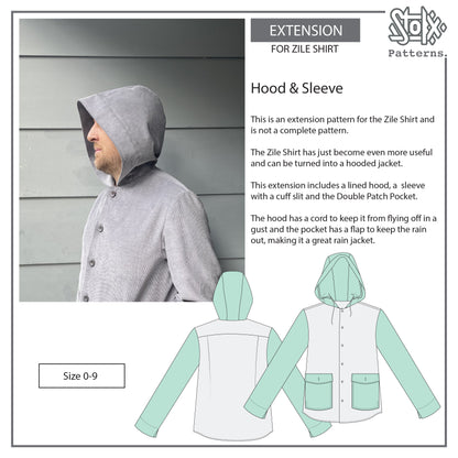 Zile Shirt Extension - Hood, Sleeve and  Double Patch Pocket