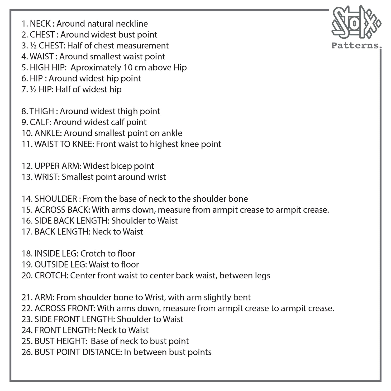 Free Tools - Measurements – Stokx Patterns