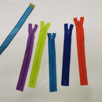 Coil Zippers x5 20-25 cm
